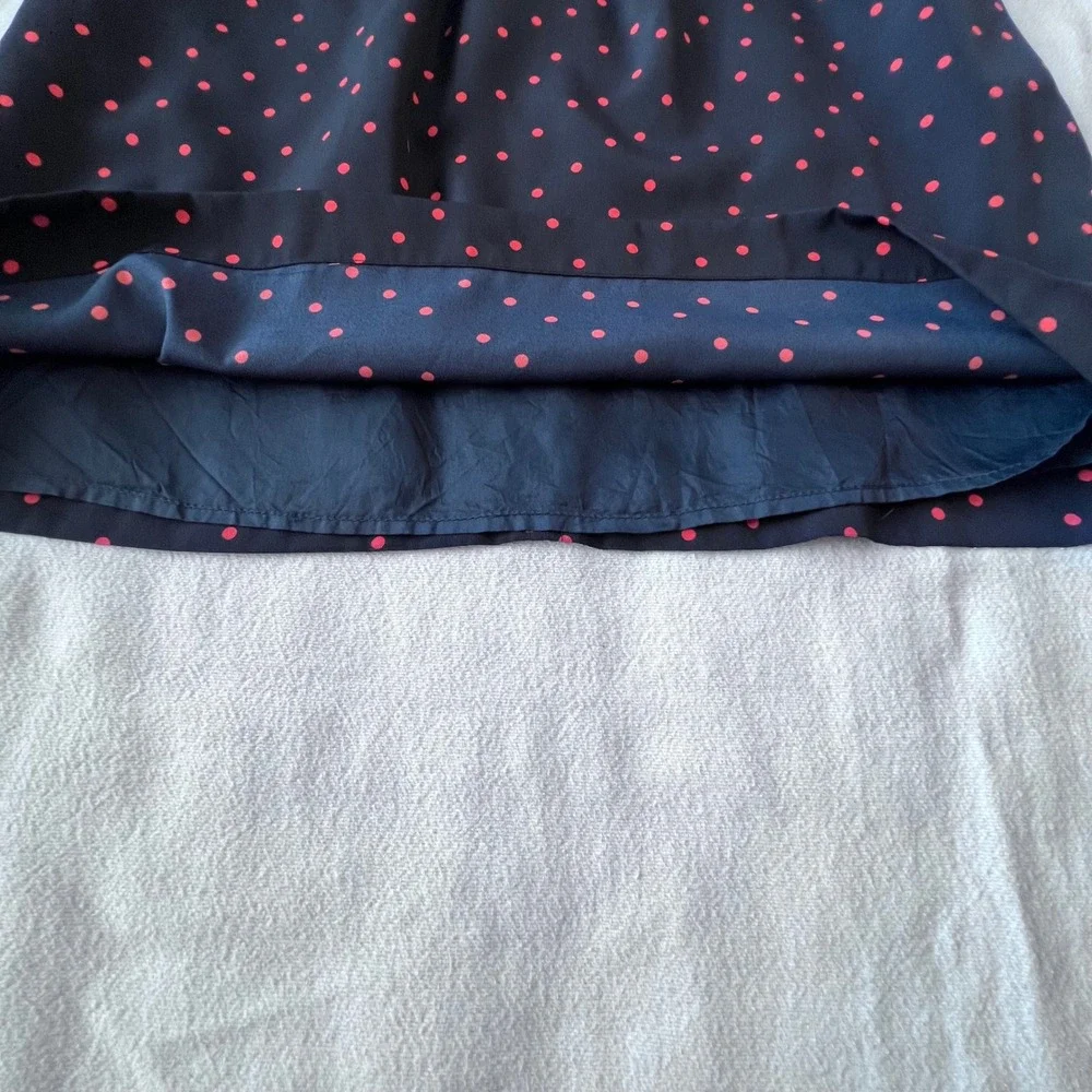 J. Crew Seaside Fit and‎ Flare Sun Dress Blue with Orange Polka Dots Women's 6